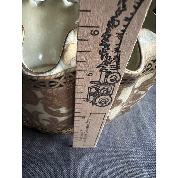 Vintage Chinese set Pair Hand Painted Candle Holders Candlestick gold bowl Asian - Picture 9 of 16